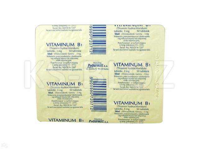 Vitaminum B1 Polfarmex interakcje ulotka tabletki 3 mg 50 tabl. (blist.)