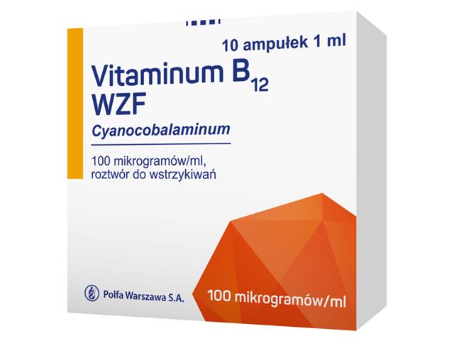 Vitaminum B12 WZF interakcje ulotka roztwór do wstrzykiwań 100 mcg/ml 10 amp. po 1 ml