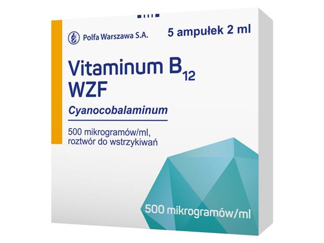 Vitaminum B12 WZF interakcje ulotka roztwór do wstrzykiwań 500 mcg/ml 5 amp. po 2 ml