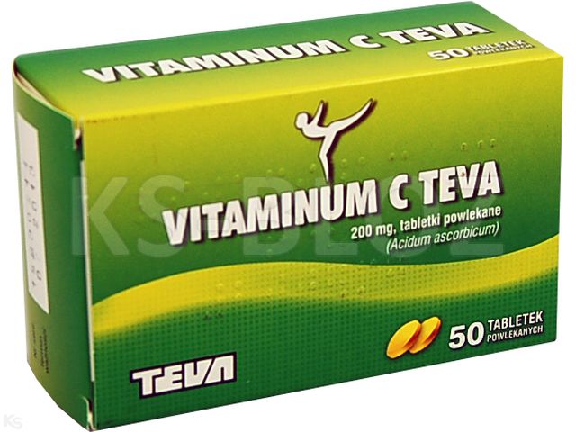 Vitaminum C Teva interakcje ulotka tabletki powlekane 200 mg 50 tabl.