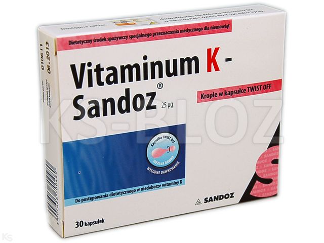 Vitaminum K Sandoz interakcje ulotka  25 mcg 30 kaps.