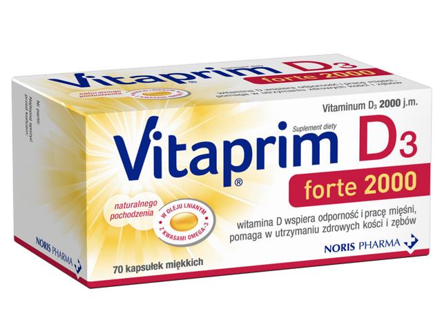 Vitaprim D3 Forte 2000 interakcje ulotka kapsułki miękkie  70 kaps.