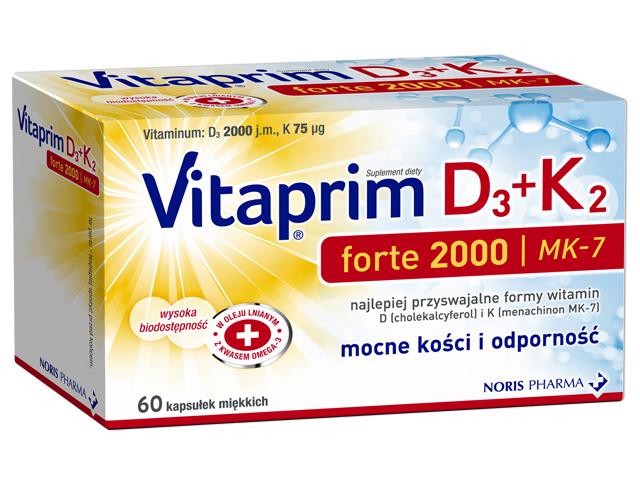 Vitaprim D3 Forte 2000 + K2 interakcje ulotka kapsułki miękkie  60 kaps.