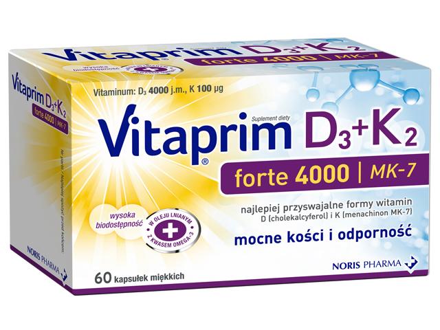 Vitaprim D3 Forte 4000 + K2 interakcje ulotka kapsułki miękkie  60 kaps.