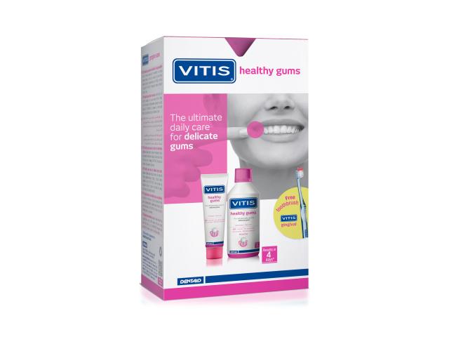 Vitis Healthy Gums Zestaw pasta d/zęb. +płyn+szczot.d/zęb. interakcje ulotka zestaw - 100 ml (+ 500 ml + 1 szt.)