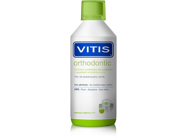 Vitis Orthodontic Płyn do płukania jamy ustnej interakcje ulotka płyn do płukania jamy ustnej  500 ml