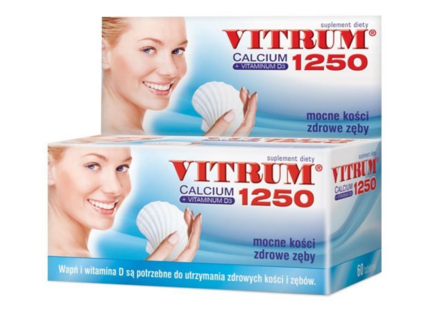 Vitrum Calcium 1250 + vitaminum D3 interakcje ulotka tabletki  60 tabl.