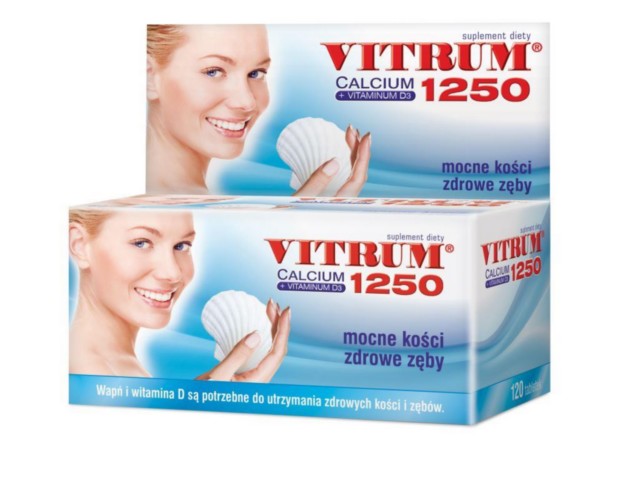 Vitrum Calcium 1250 + vitaminum D3 interakcje ulotka tabletki  120 tabl.