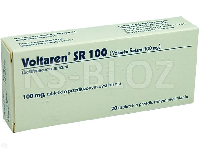 Voltaren SR 100 interakcje ulotka tabletki o przedłużonym uwalnianiu 100 mg 20 tabl.