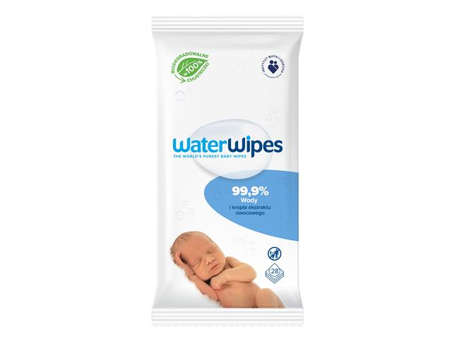 WaterWipes Chust. 99,9% Wody i kropla ekstraktu owocowego interakcje ulotka chusteczka  28 szt.