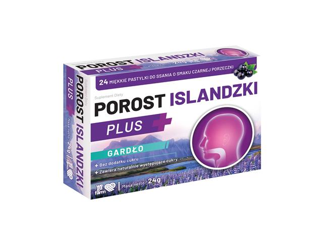 Wegafarm Porost Islandzki Plus interakcje ulotka pastylki do ssania  24 pastyl.