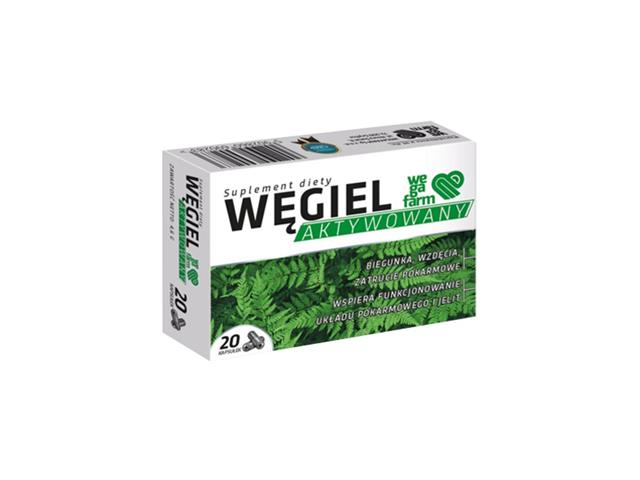 Wegafarm Węgiel Aktywowany interakcje ulotka kapsułki - 20 kaps.