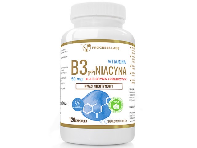 Witamian B3 Niacyna 50mg + L-leucyna + Prebiotyk interakcje ulotka kapsułki - 120 kaps.