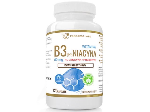 Witamian B3 Niacyna 50mg + L-leucyna + Prebiotyk interakcje ulotka kapsułki  120 kaps.