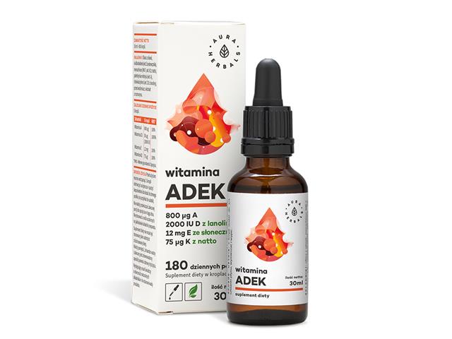 Witamina ADEK A + D3 (2000 IU) + E + K2 MK7 interakcje ulotka krople  30 ml