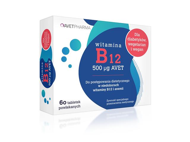Witamina B12 500 µg AVET interakcje ulotka tabletki powlekane - 60 tabl.