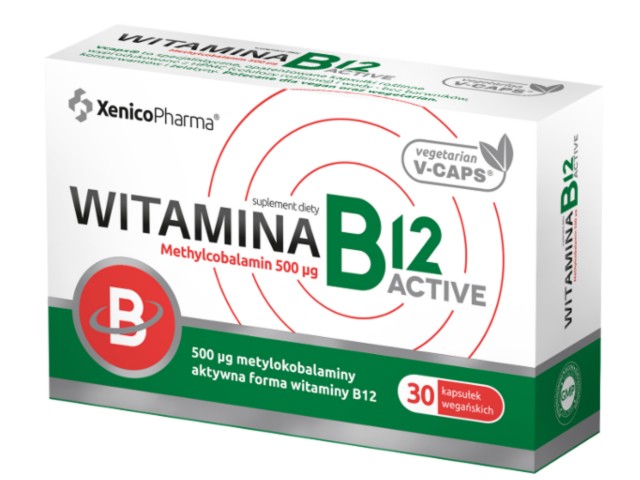Witamina B12 Active Methylocobalamin 500 mcg interakcje ulotka kapsułki z roślinnej celulozy  30 kaps. | (3 blist. po 10 kaps.)