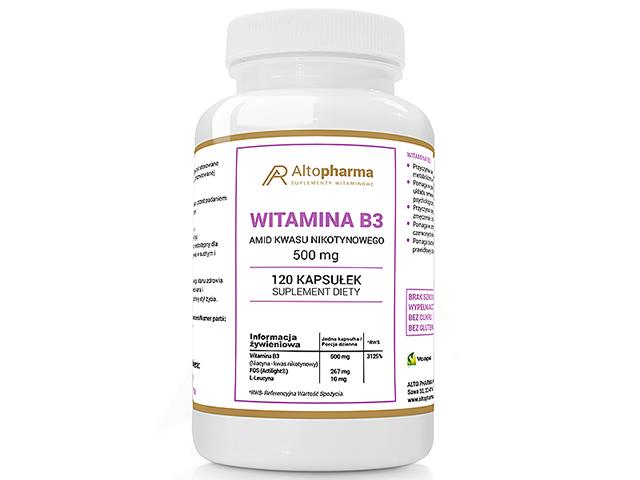 Witamina B3 Amid Kwasu Nikotynowego 500 mg interakcje ulotka kapsułki  120 kaps.