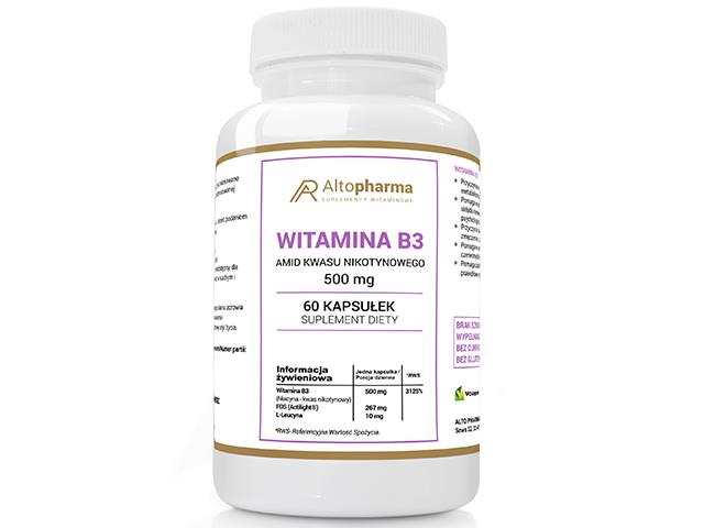 Witamina B3 Amid Kwasu Nikotynowego 500 mg interakcje ulotka kapsułki  60 kaps.