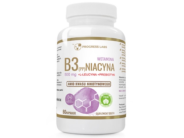 Witamina B3 (PP) 500mg Niacyna +L-Leucyna +Prebiotyk interakcje ulotka kapsułki - 60 kaps.