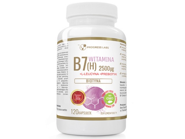 Witamina B7 2500mcg + L-Leucyna + Prebiotyk interakcje ulotka kapsułki  120 kaps.