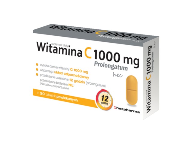 Witamina C 1000 mg Prolongatum Hec interakcje ulotka tabletki powlekane - 20 tabl.