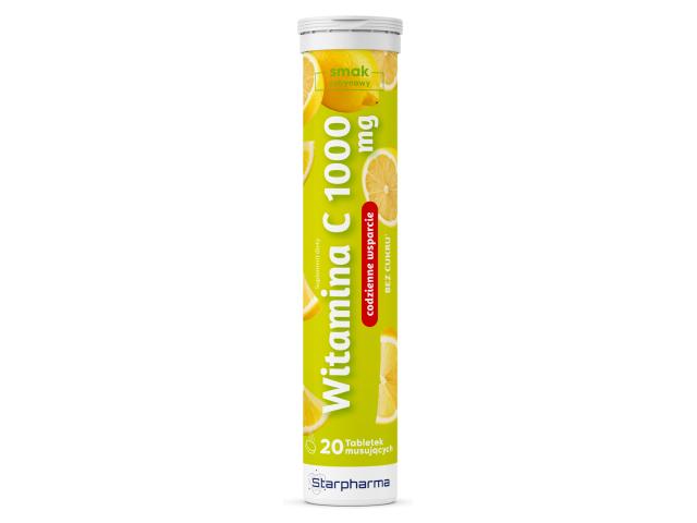 Witamina C 1000 mg smak cytrynowy bez cukru interakcje ulotka tabletki musujące - 20 tabl.
