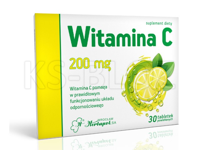 Witamina C 200 mg interakcje ulotka tabletki powlekane  30 tabl.