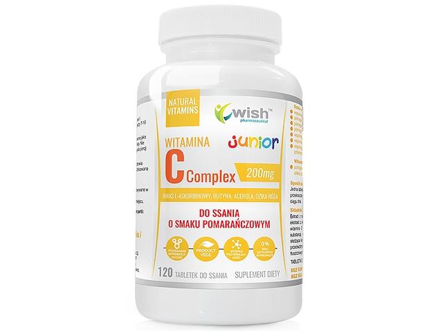 Witamina C Complex Junior 200mg do ssania o smaku pomarańczowym interakcje ulotka tabletki do ssania  120 tabl.