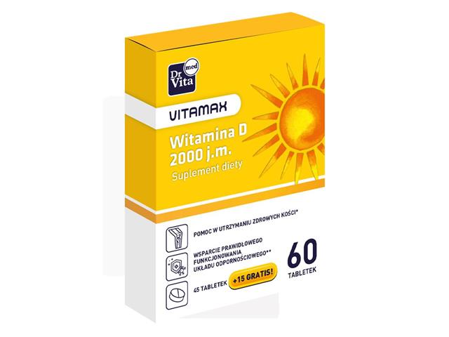 Witamina D 2000 j.m. interakcje ulotka tabletki - 60 tabl.