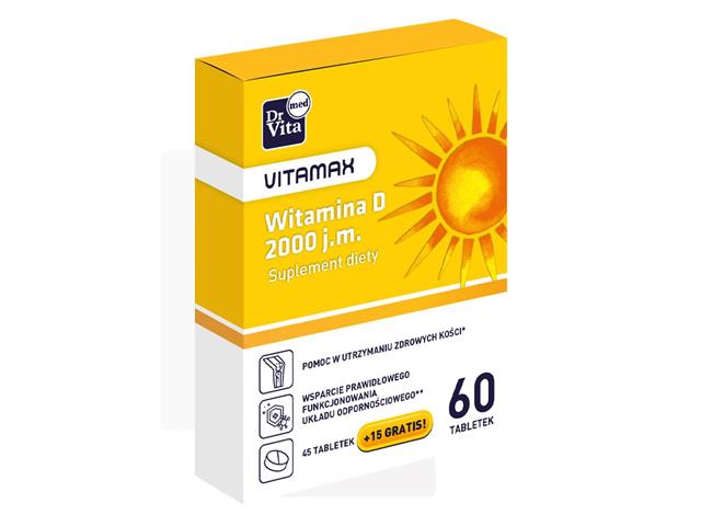 Witamina D 2000 j.m. interakcje ulotka tabletki  60 tabl.