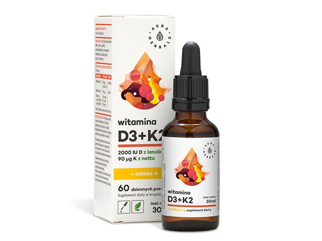 Witamina D3 (2000 Iu) + K2 Mk7 + Omega 3 interakcje ulotka krople  30 ml