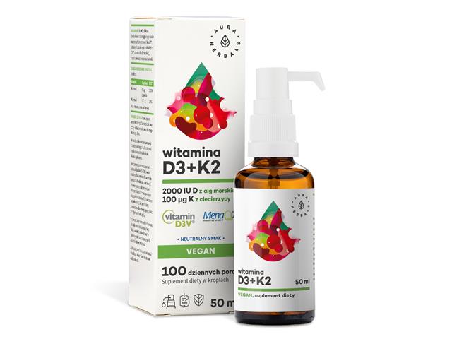 Witamina D3 2000 IU + K2 Vegan interakcje ulotka płyn - 50 ml