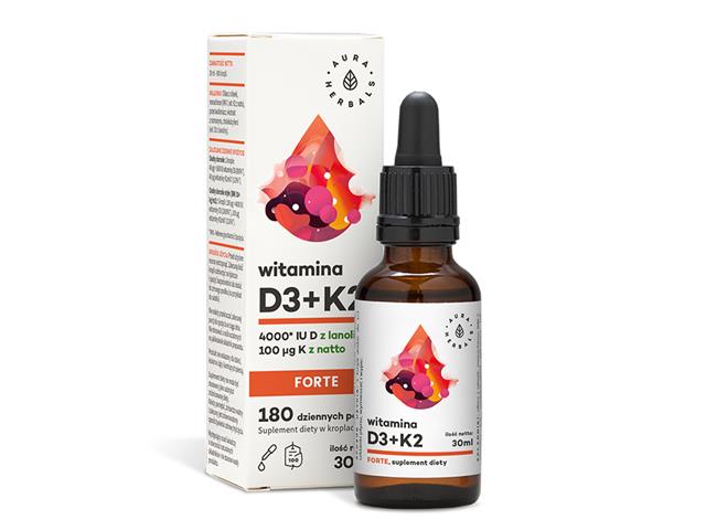 Witamina D3 4000 IU +K2 interakcje ulotka krople - 30 ml