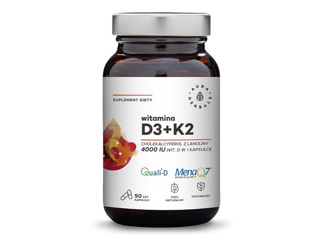 Witamina D3 4000 IU + K2 interakcje ulotka kapsułki - 90 kaps.