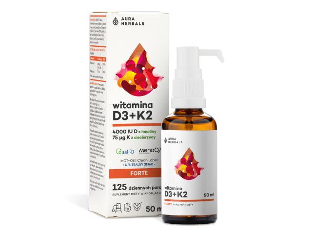 Witamina D3 4000 IU + K2 Mct interakcje ulotka krople  50 ml