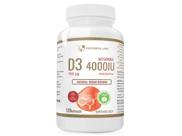 Witamina D3 4000IU 100mcg + Prebiotyk Natural Vegan Vitamin interakcje ulotka kapsułki - 120 kaps.