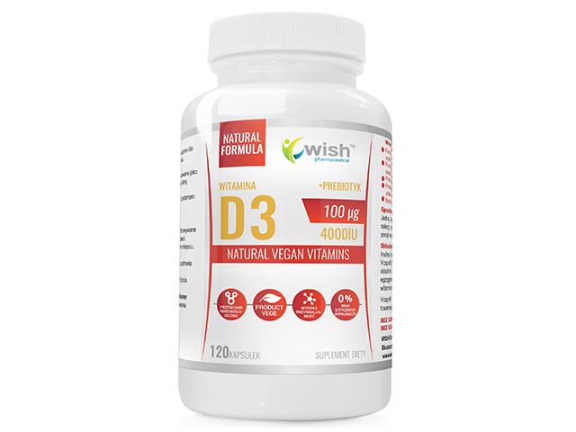 Witamina D3 4000IU 100mcg + Prebiotyk natural vegan vitamin interakcje ulotka kapsułki  120 kaps.