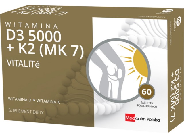 Witamina D3 5000 + K2 (MK7) Vitalite interakcje ulotka tabletki powlekane  60 tabl. (2 blist. po 30 tabl.)