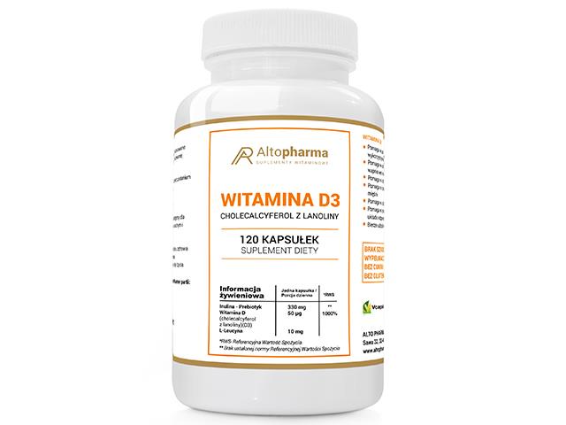 Witamina D3 Cholekalcyferol z lanoliny 50mcg 2000IU interakcje ulotka kapsułki - 120 kaps.