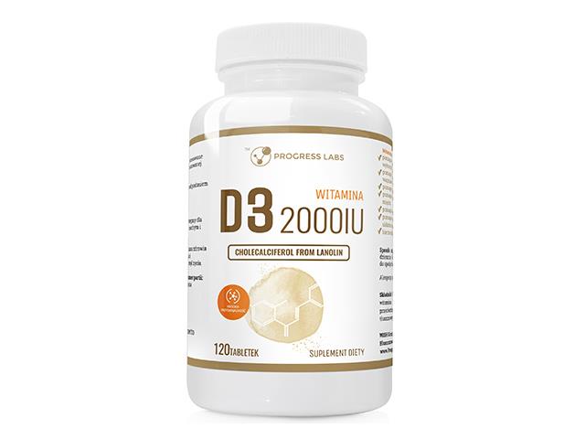 Witamina D3 FORTE 2000IU 50mcg Cholecalciferol z Lanoliny interakcje ulotka tabletki  120 tabl.