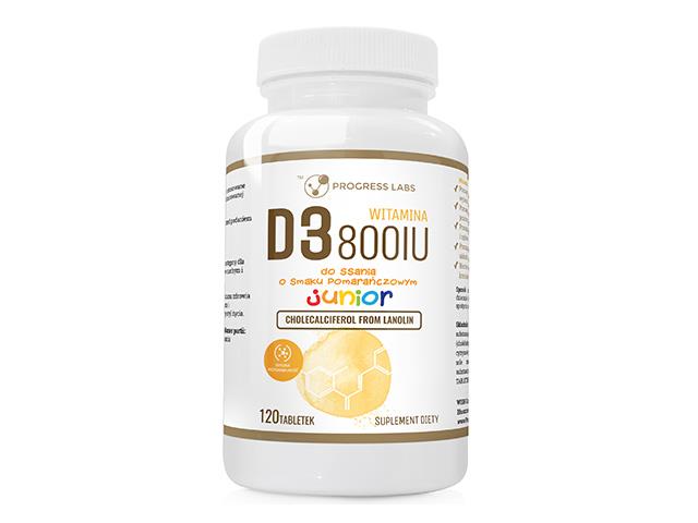 Witamina D3 JUNIOR 800IU 20mcg do ssania o smaku pomarańczowym interakcje ulotka tabletki do ssania - 120 tabl.
