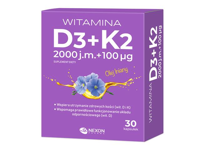 Witamina D3 + K2 interakcje ulotka kapsułki  30 kaps.