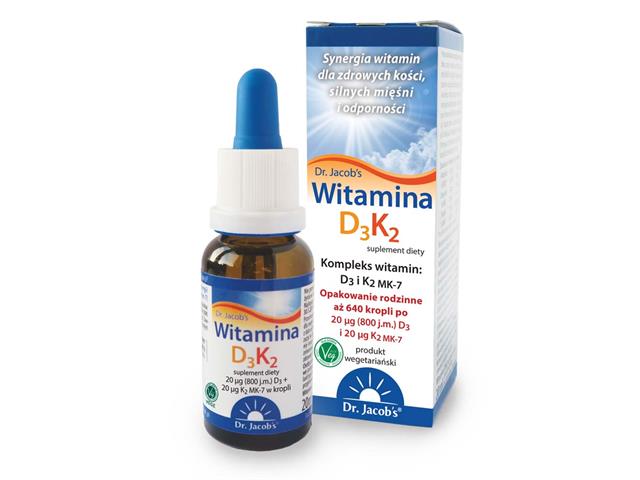 Witamina D3K2 Dr. Jacob's interakcje ulotka krople  20 ml