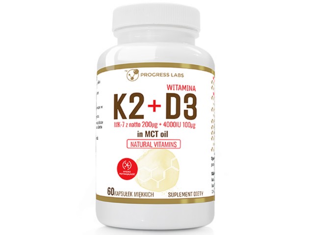 Witamina K2 200mcg + D3 100mcg 4000 IU in oil MCT interakcje ulotka kapsułki miękkie - 60 kaps.