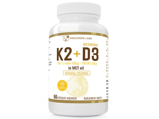 Witamina K2+D3 MK-7 z natto 100mcg + 2000IU 50mcg in MCT interakcje ulotka kapsułki miękkie - 60 kaps.