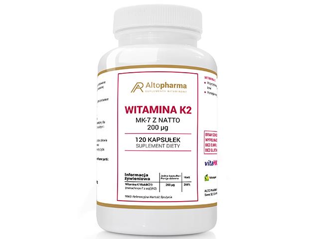 Witamina K2 MK-7 z NATTO 200mcg interakcje ulotka kapsułki  120 kaps.