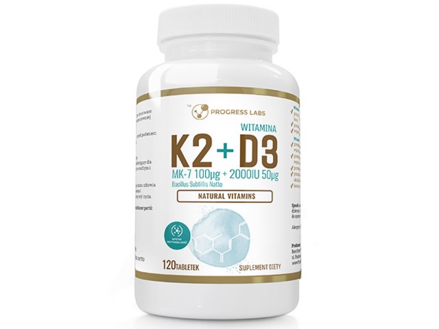 Witamina K2 MK7 100 ug + D3 50 mcg 2000 IU interakcje ulotka tabletki - 120 tabl.