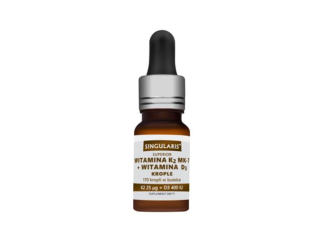 Witamina K2 MK7 25 mcg + D3 400 IU Singularis Superior interakcje ulotka krople - 10 ml