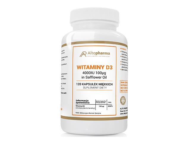 Witaminy D3 4000IU 100mcg in Safflower Oil interakcje ulotka kapsułki miękkie - 120 kaps.
